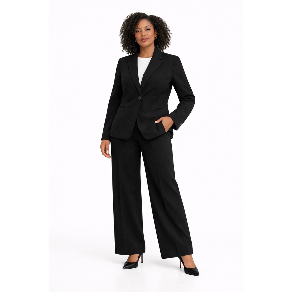 Calvin Klein Petite 4P Black One Button Work Blazer Classic Career